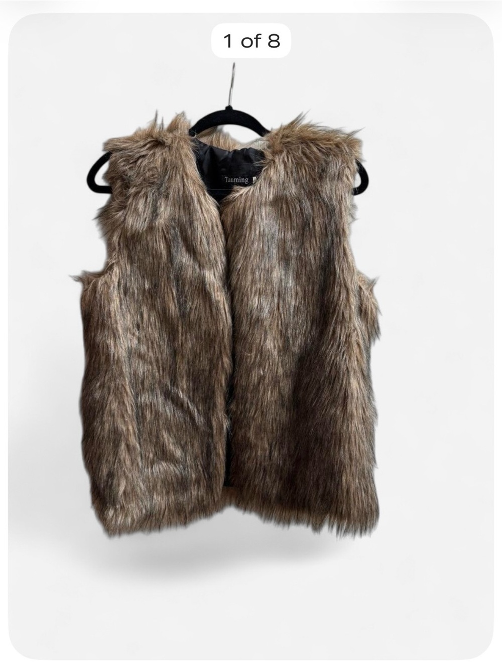 Tanning Brown Faux Fur Vest Women’s Large Hook Front